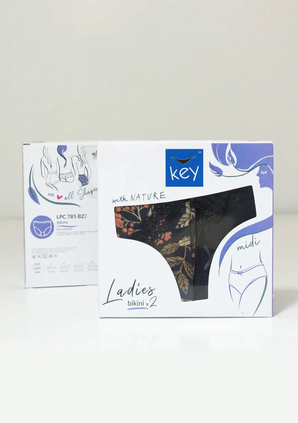 LPC 785 figi midi bikini dwupak, gładki i wzorzysty tył