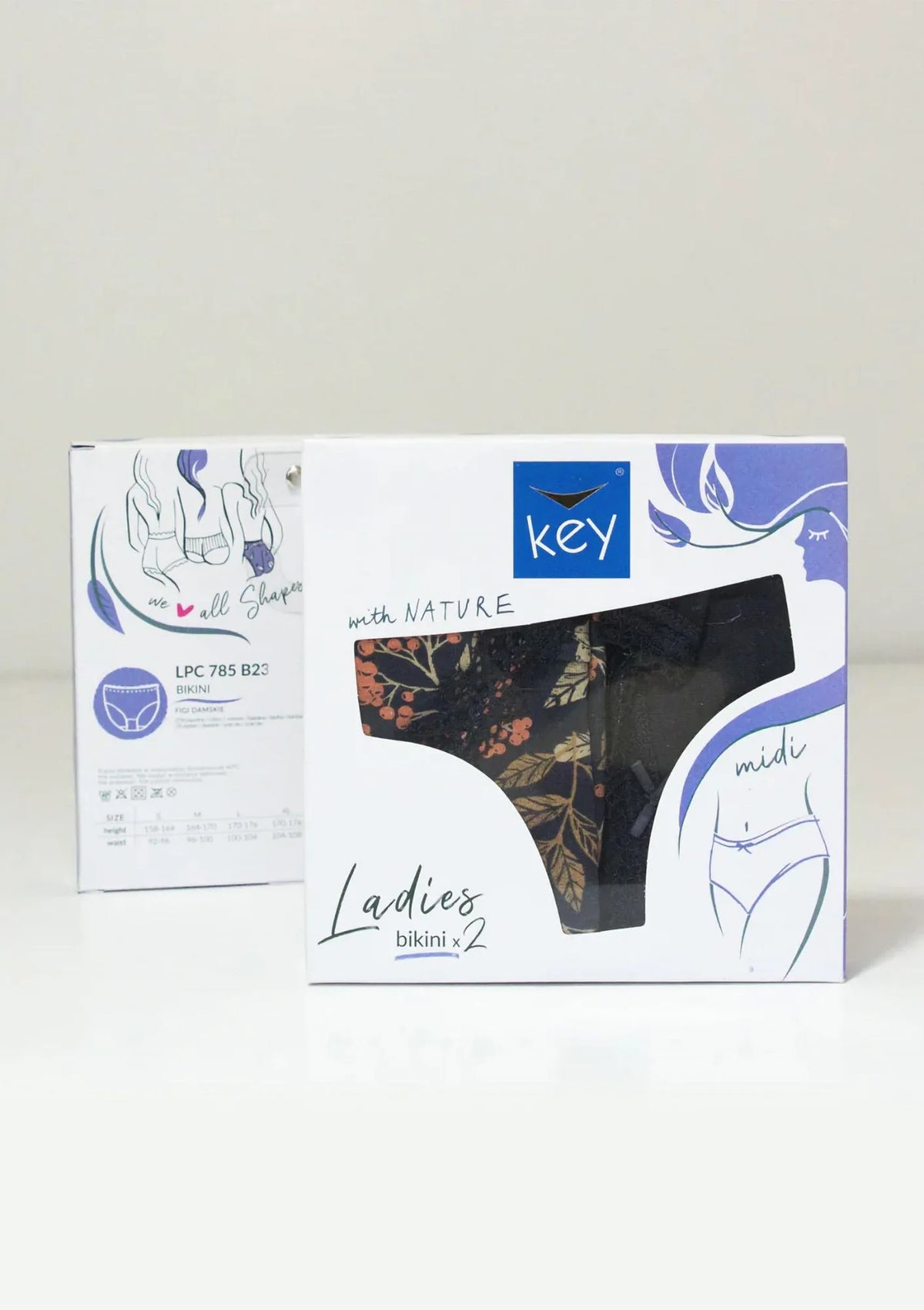 LPC 785 figi midi bikini dwupak, gładki i wzorzysty tył