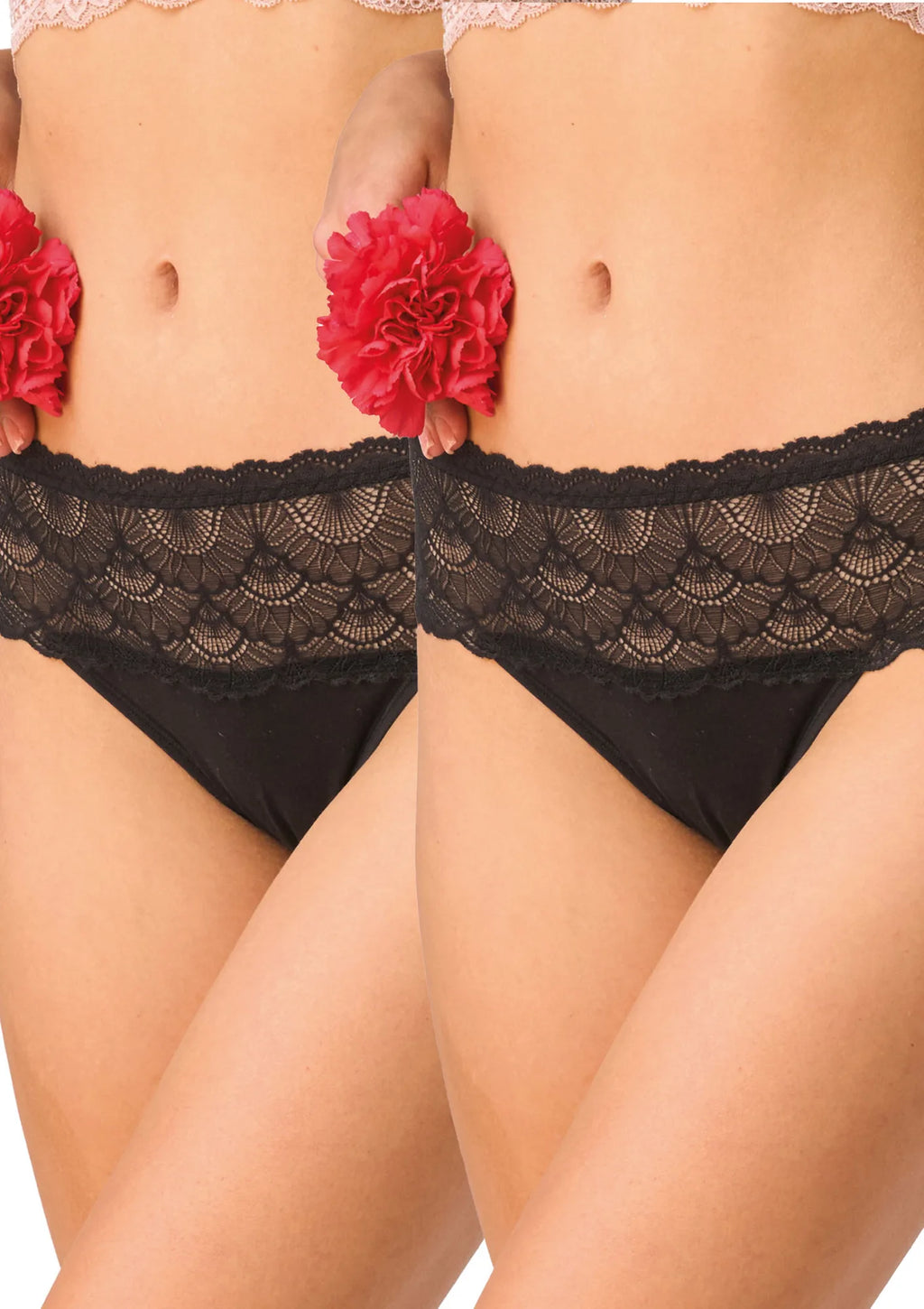 Key LPC 156 figi midi bikini z wiskozy z koronką w pasie, 2 szt.