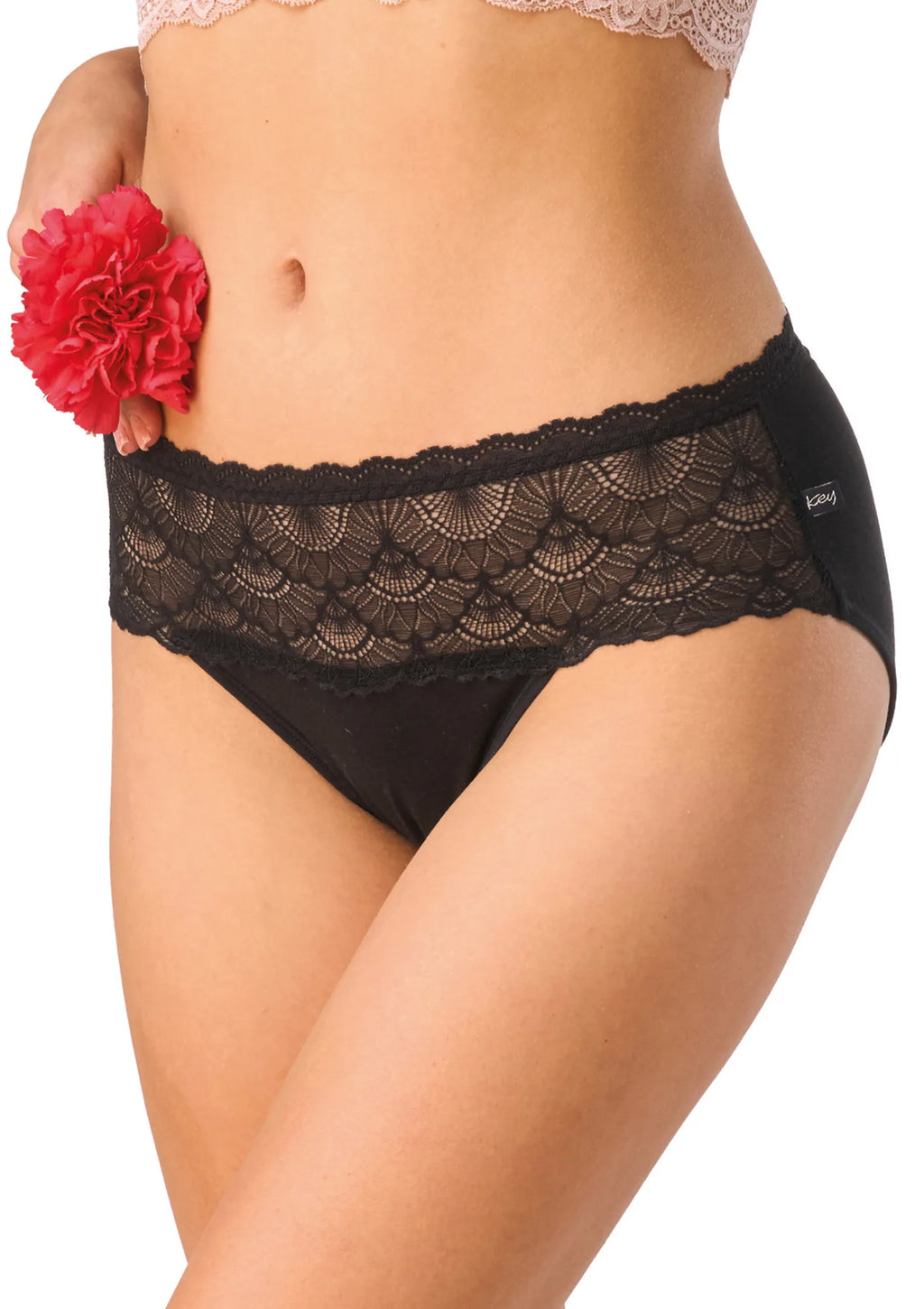 Key LPC 156 figi midi bikini z wiskozy z koronką w pasie, 2 szt.