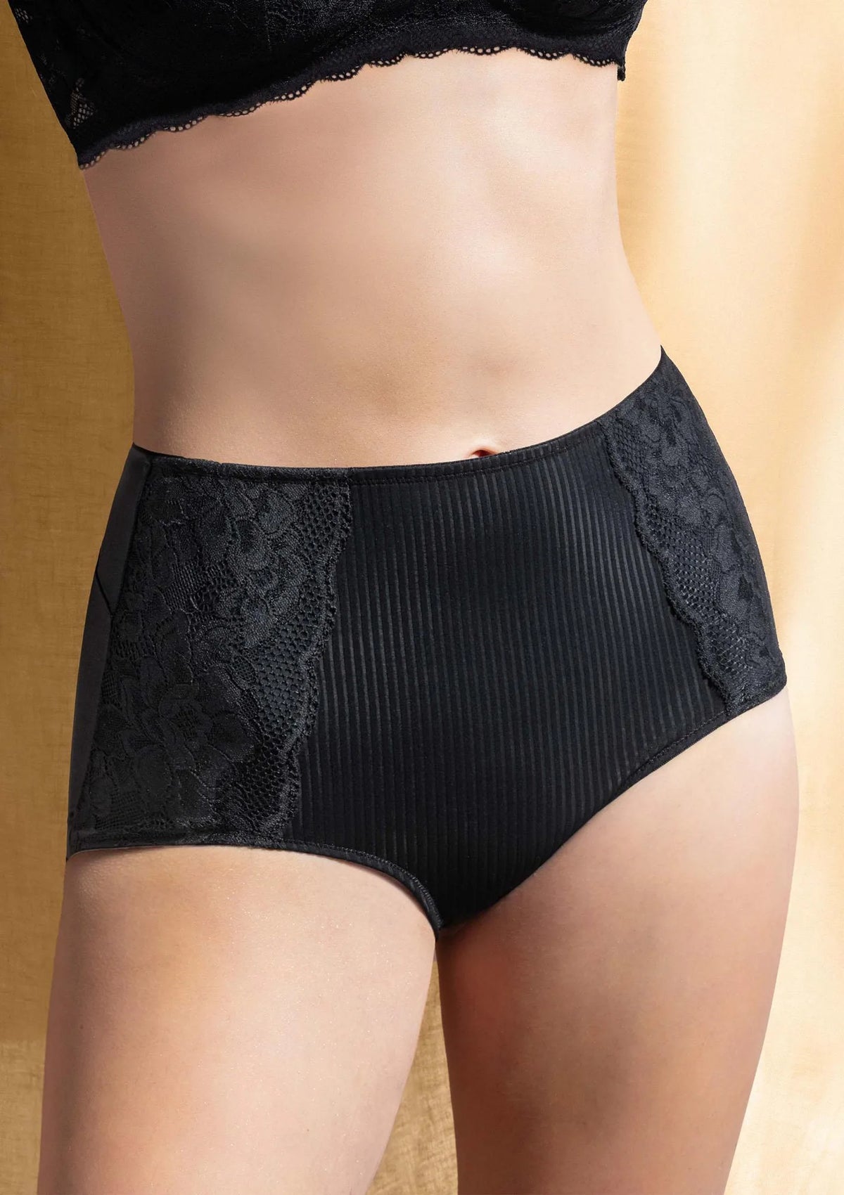Figi damskie AR39 Verde Veronica czarne – modelujące z wysokim stanem