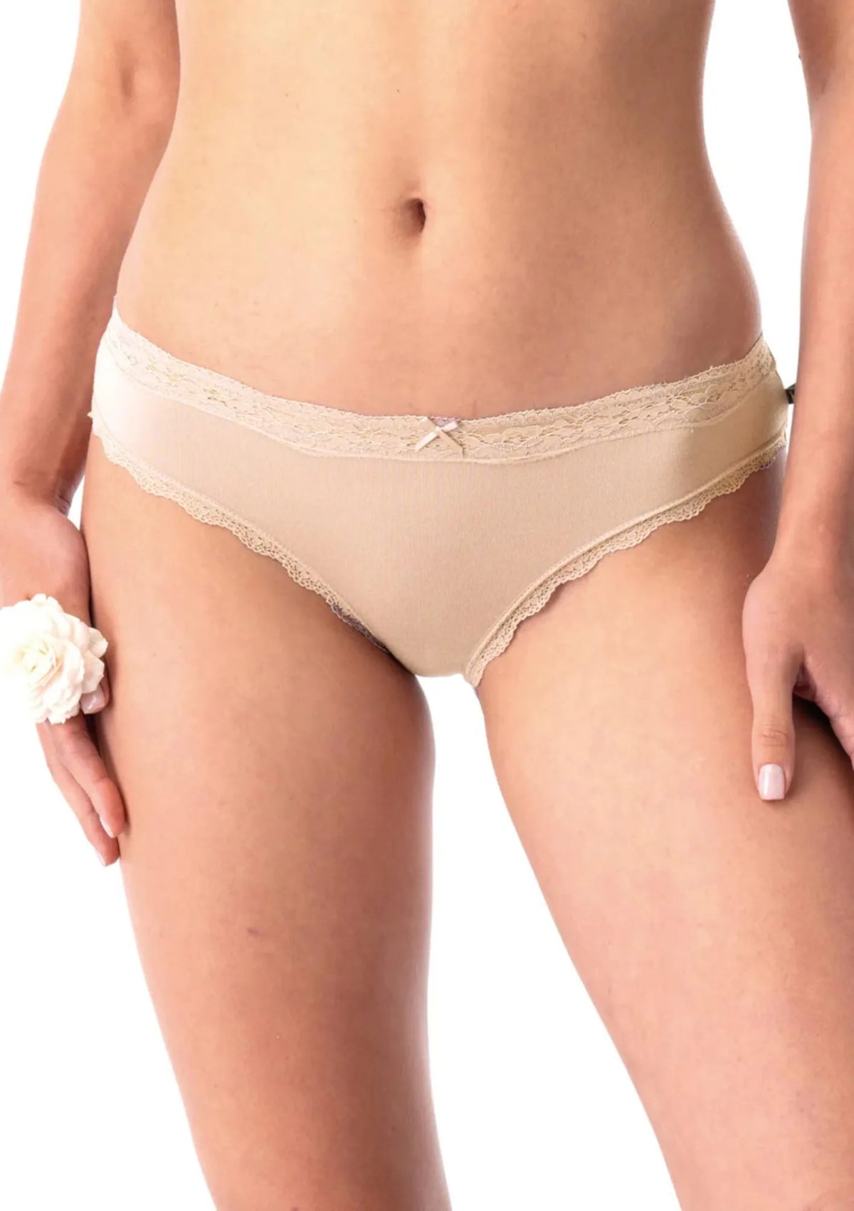 Key LPR 002 figi beż mini bikini bambusowe z koronką