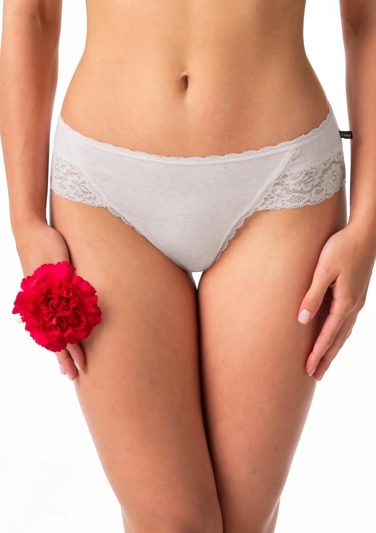 Key LPC 261 bawełniane figi midi bikini z koronką, 2 pak