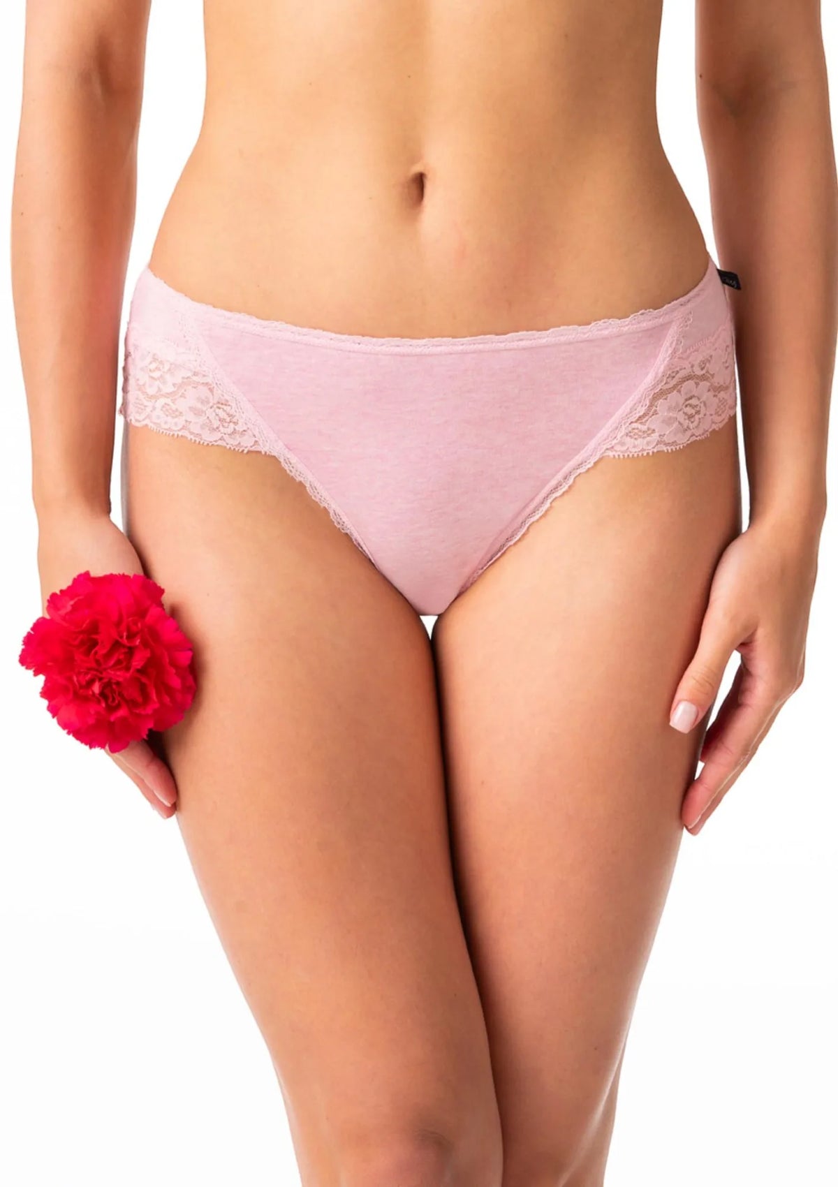 Key LPC 261 bawełniane figi midi bikini z koronką, 2 pak