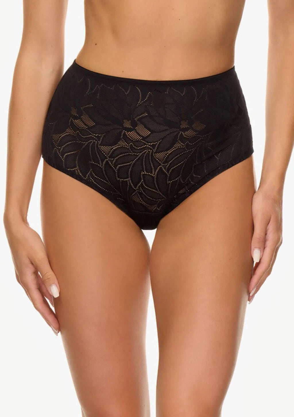 Figi czarne z wysokim stanem Spiman Lisa z żakardowej mikrofibry