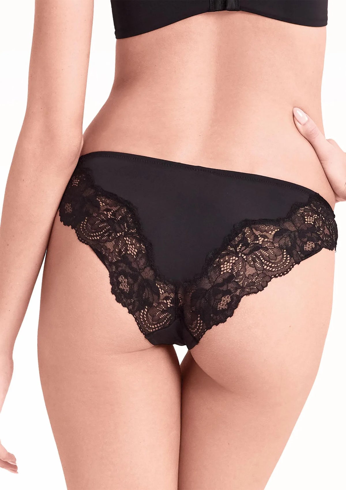 Lormar Saten 181 figi czarnej z mikrofibry z kremową koronką