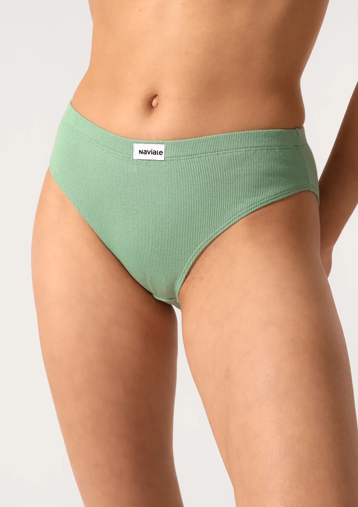 Naviale Malibu LU123-09 figi damskie zielone z prążkowanej bawełny
