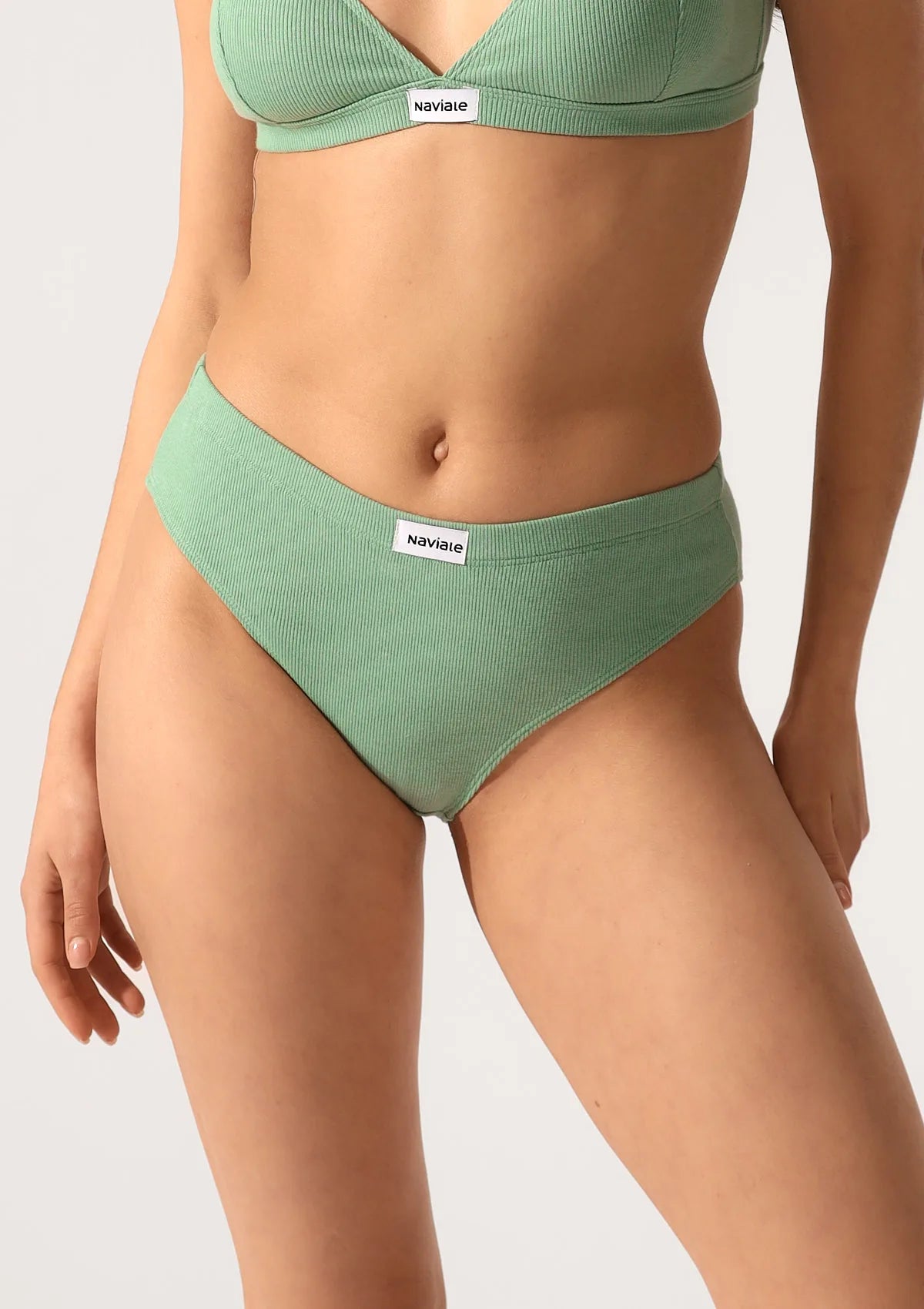 Naviale Malibu LU123-09 figi damskie zielone z prążkowanej bawełny