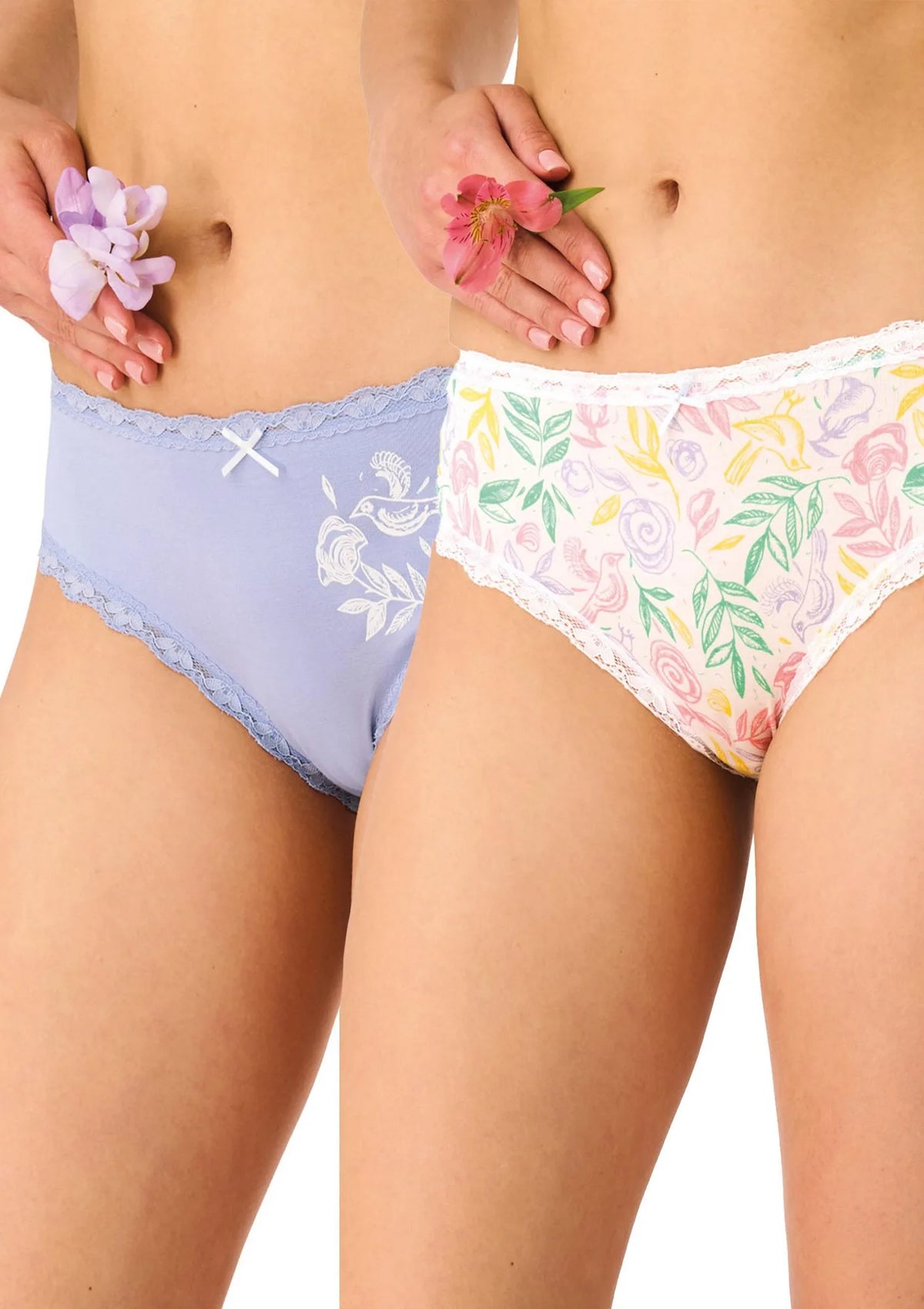 Figi midi bikini Key LPC 576 z wiskozy z koronką, 2 pary
