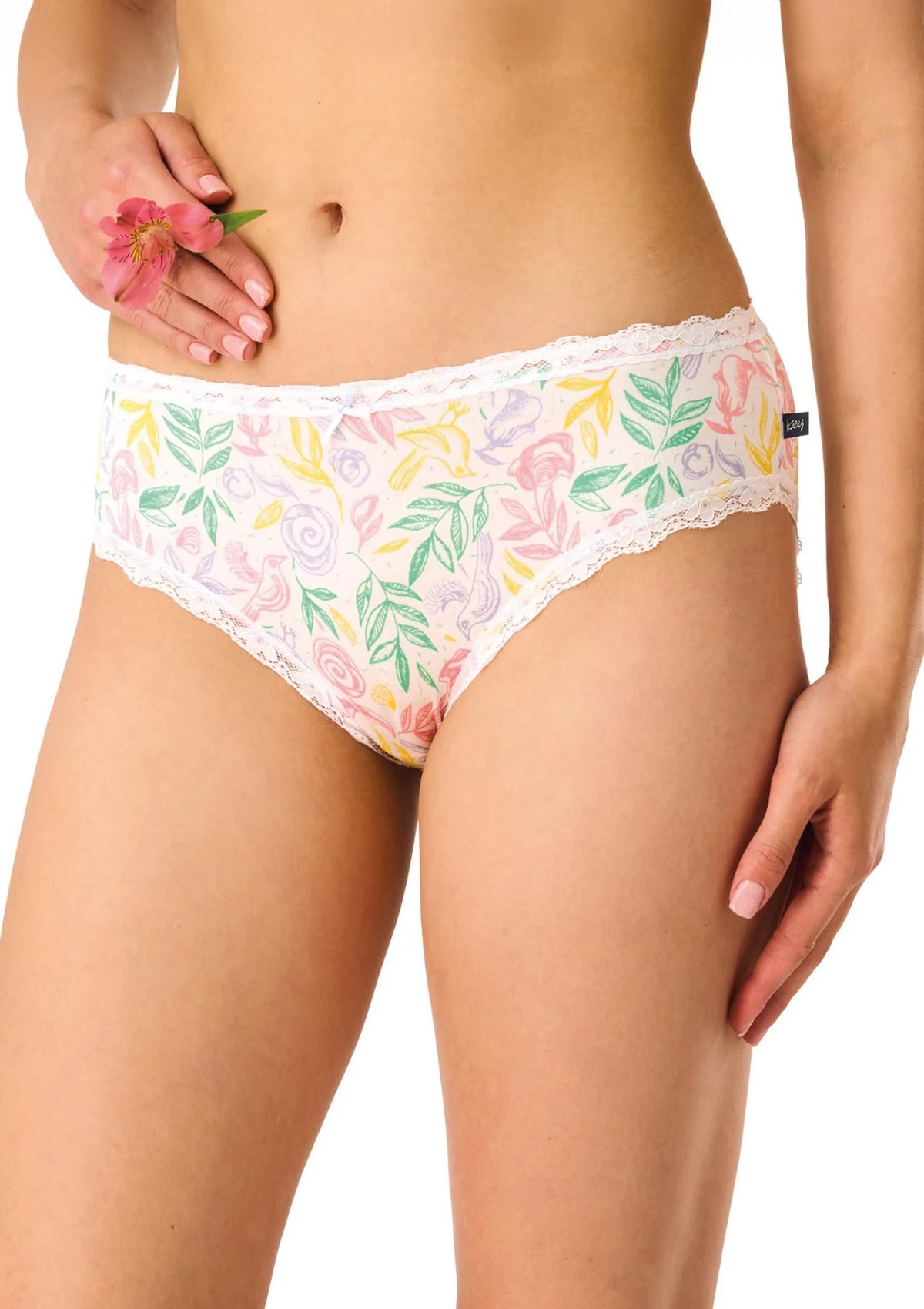 Figi midi bikini Key LPC 576 z wiskozy z koronką, 2 pary