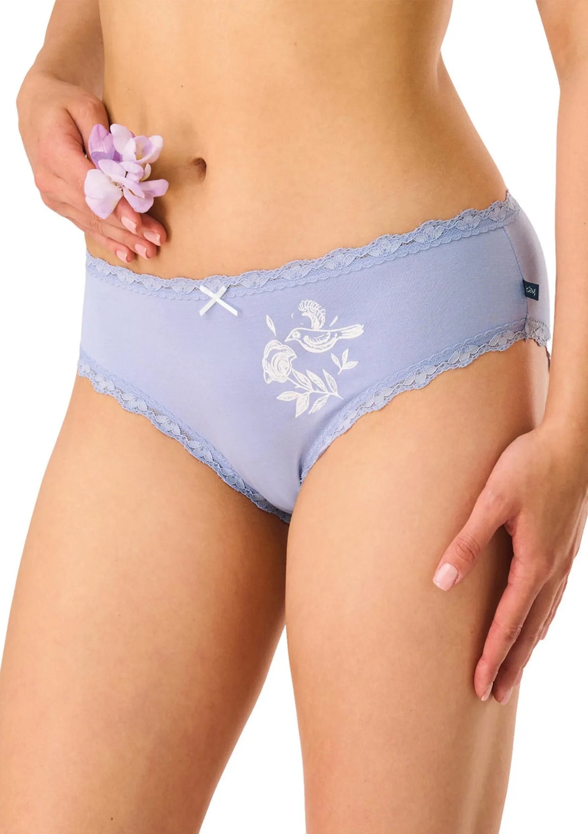 Figi midi bikini Key LPC 576 z wiskozy z koronką, 2 pary