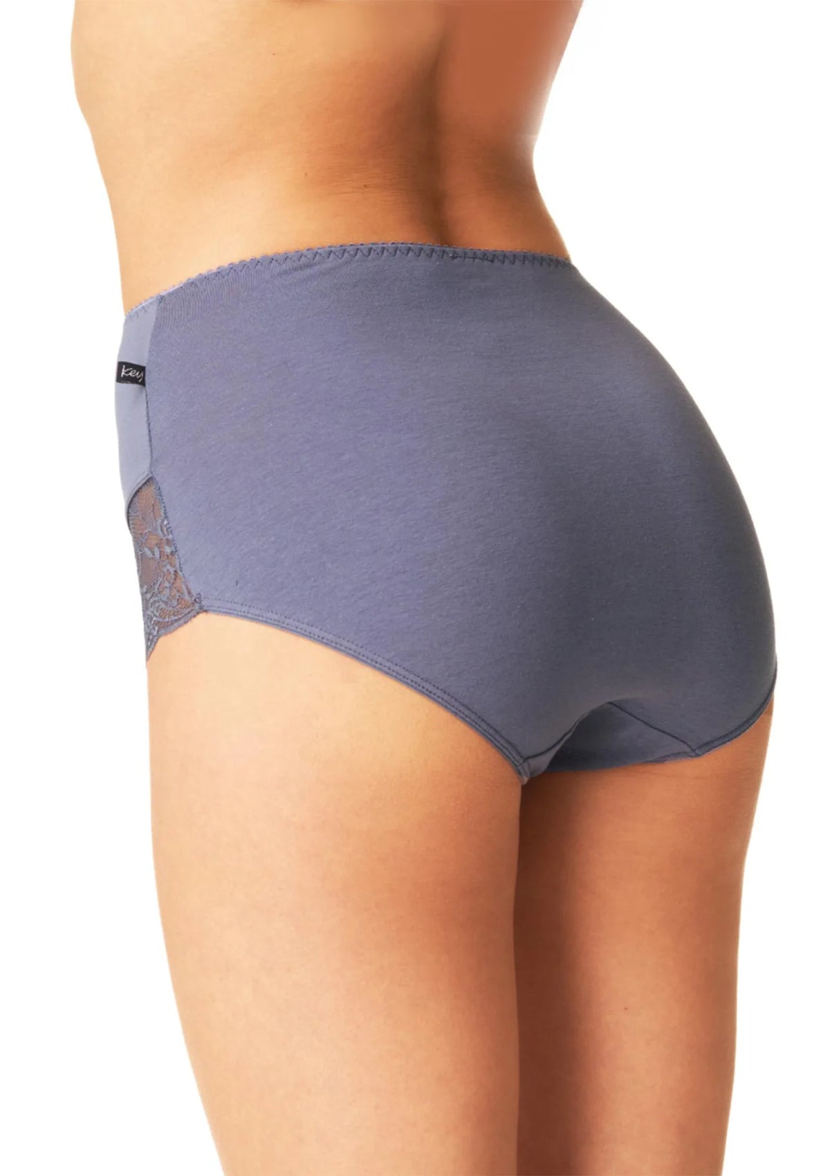 Figi maxi bikini Key LPF 910 z koronką, żółć i fiolet, 2 pack