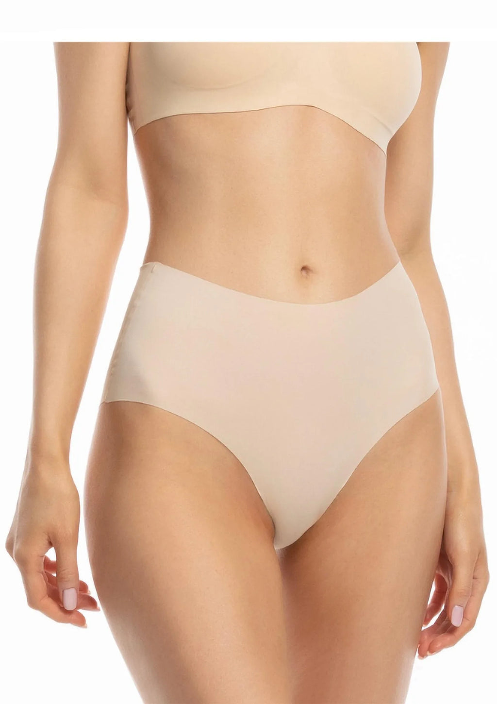 Figi z wysokim stanem Julimex Infinity maxi beżowe, klejone boki