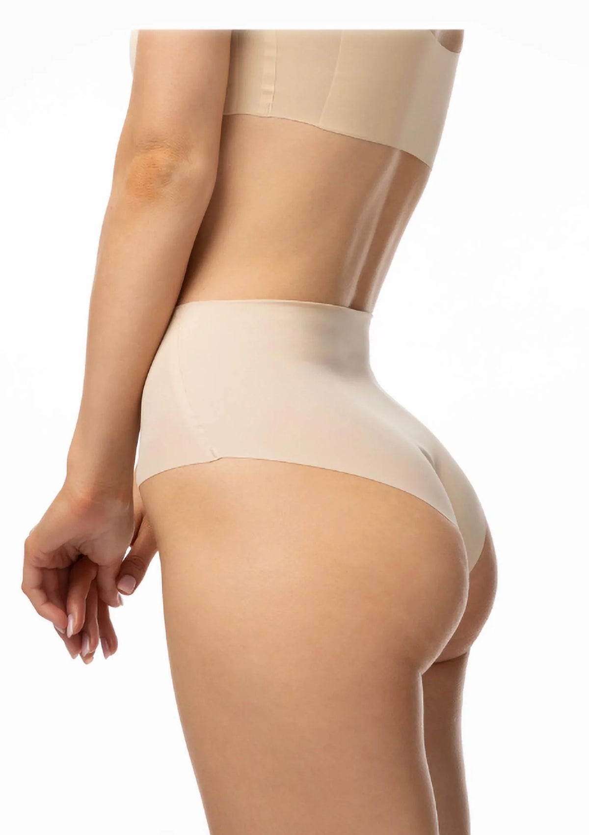 Figi z wysokim stanem Julimex Infinity maxi beżowe, klejone boki