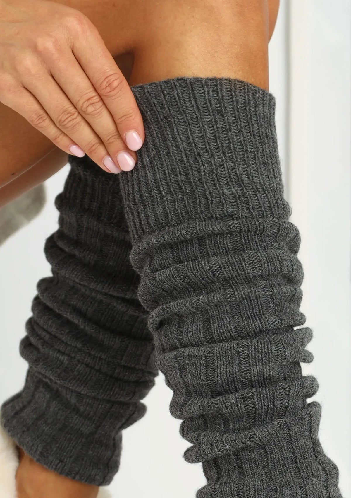 Cerber 0664 getry damskie szary z wełną, ciemny