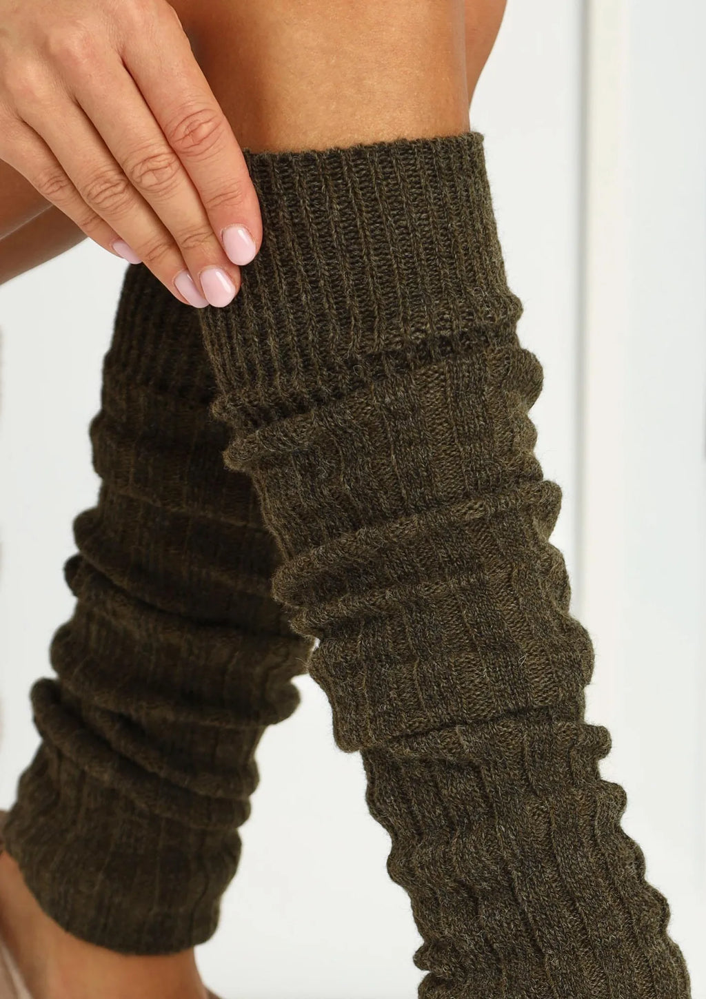 Getry damskie grube z wełną Cerber 0664 khaki