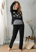 Komplet Homewear LHS 701 bluza z kotem i spodnie, damski