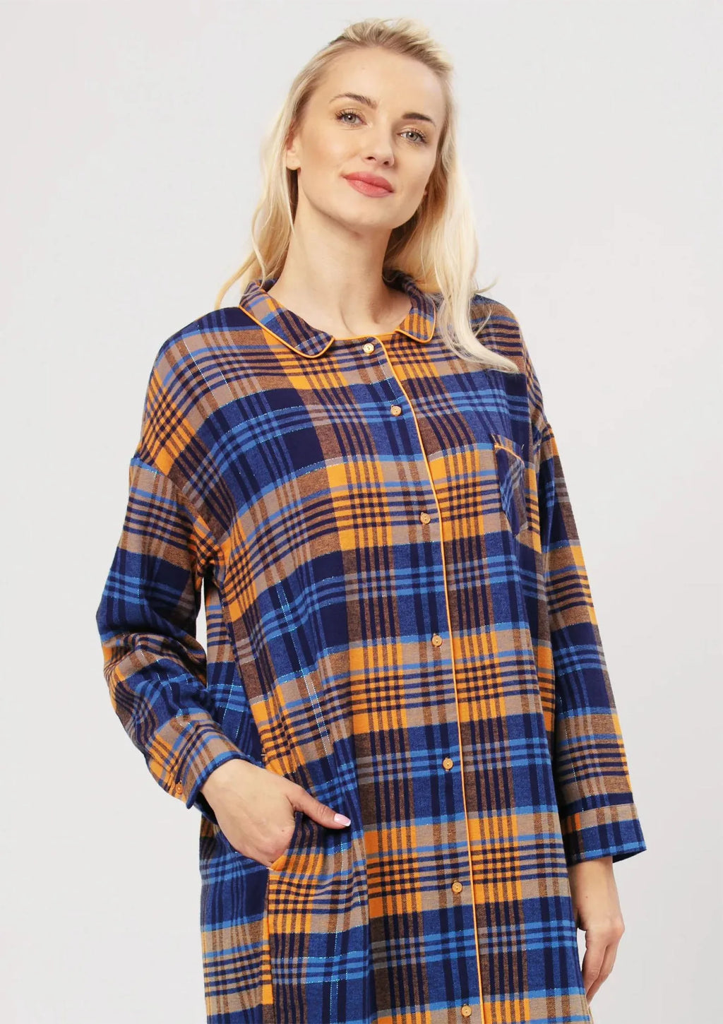 LND 482 Key: koszula flanelowa damska w kratę zapinana