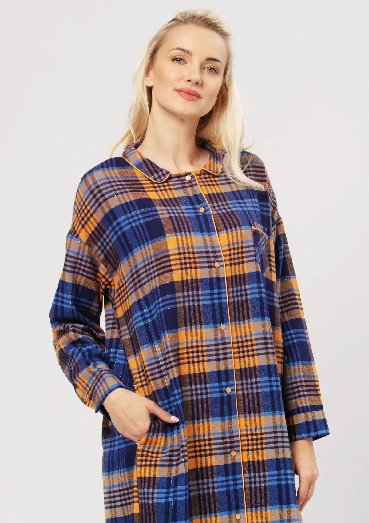LND 482 Key: koszula flanelowa damska w kratę zapinana