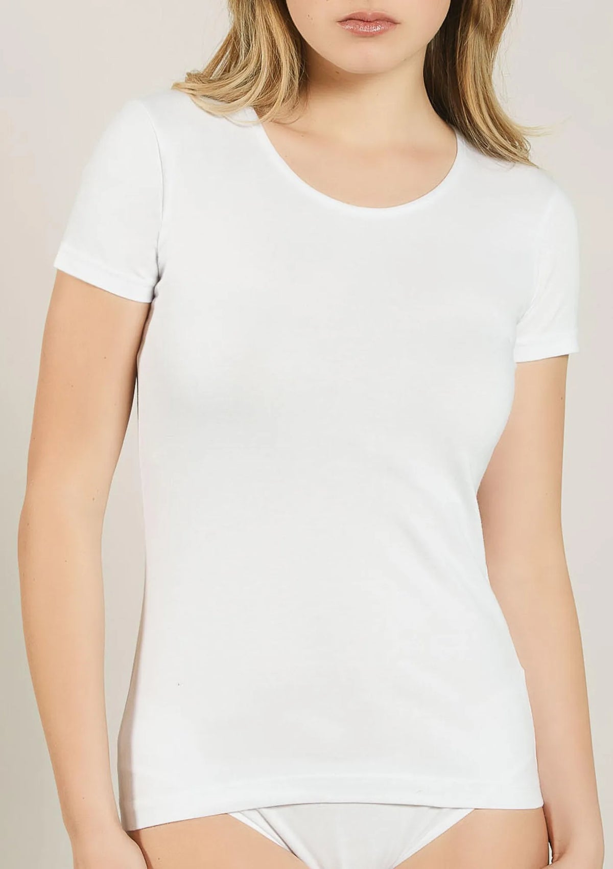 T-shirt damski Kappa K2501 bawełniany z krótkim rękawem biały