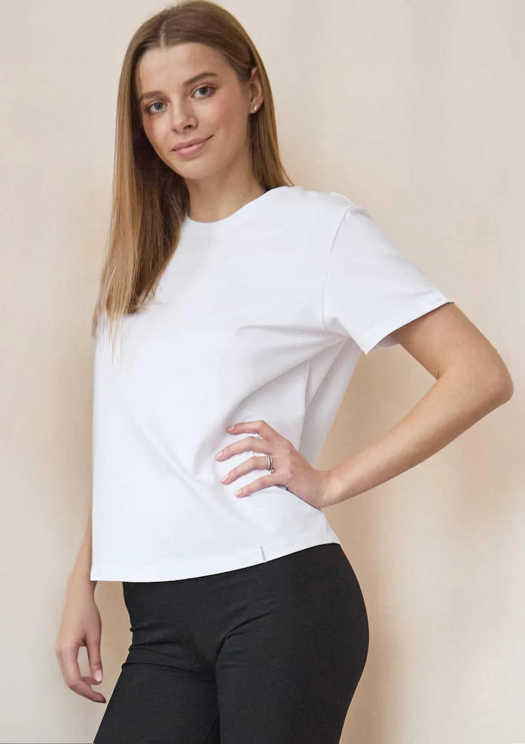 Naviale Lady Lima T-shirt damski biała z bawełny czesanej