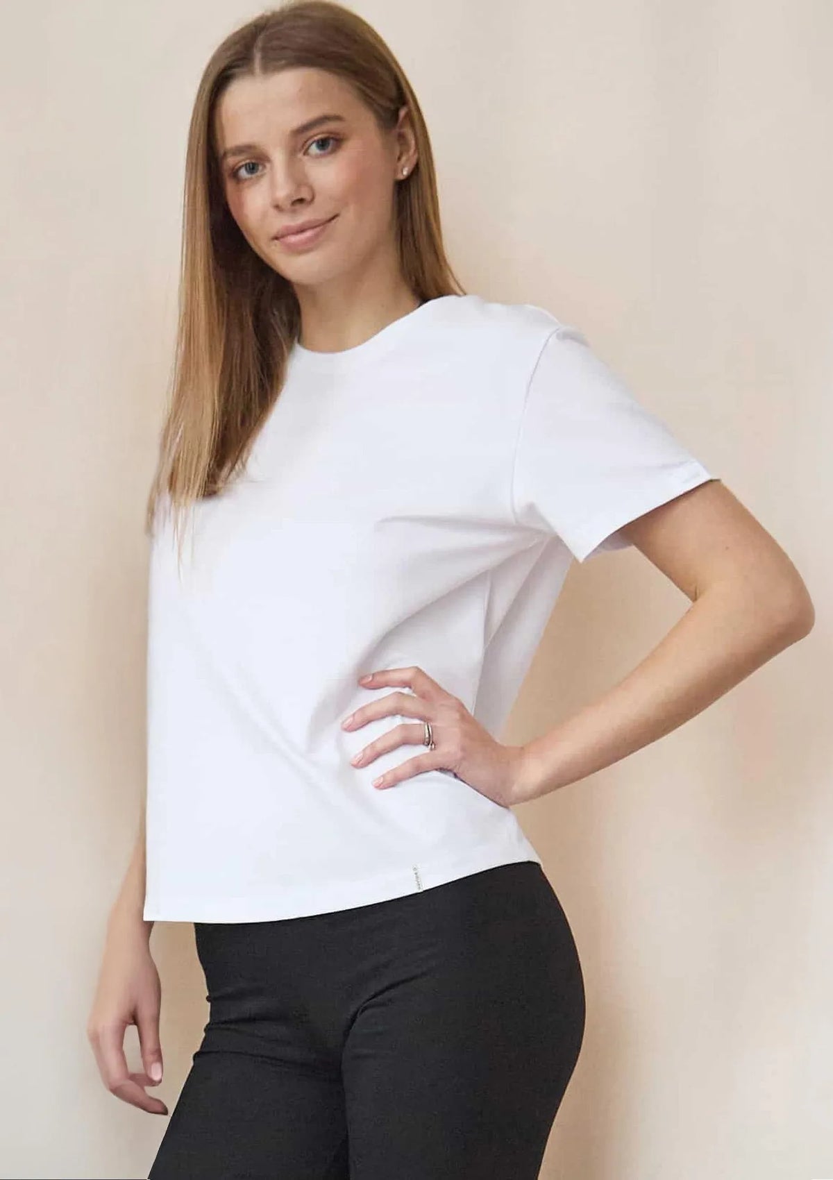 Naviale Lady Lima T-shirt damski biała z bawełny czesanej