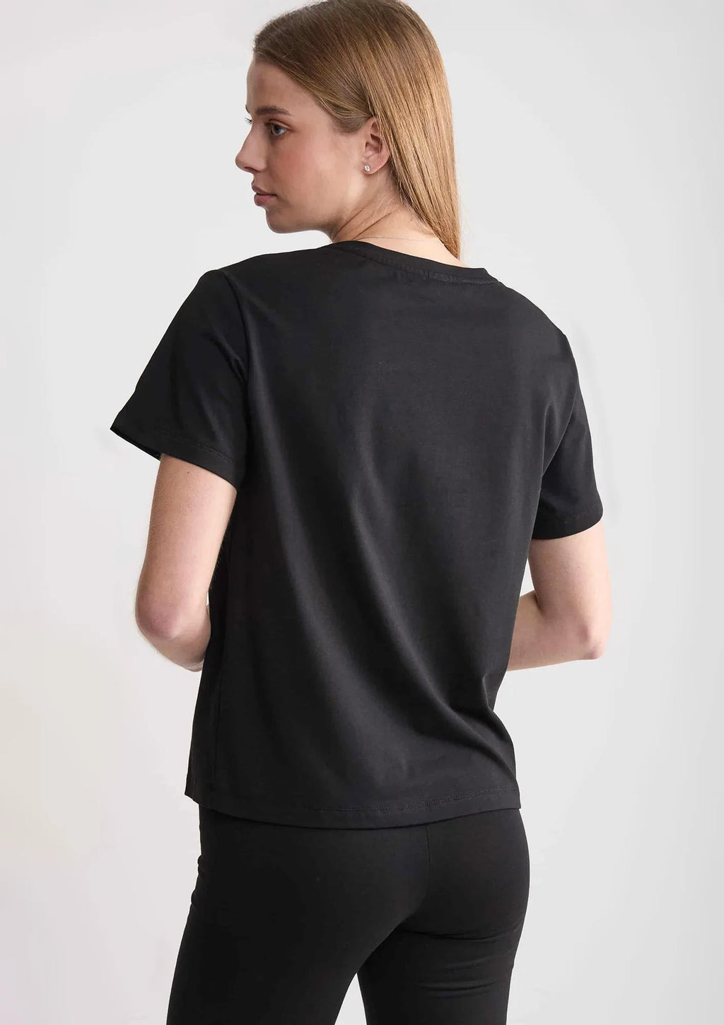 Naviale Lady Lima T-shirt damski czarna z bawełny czesanej