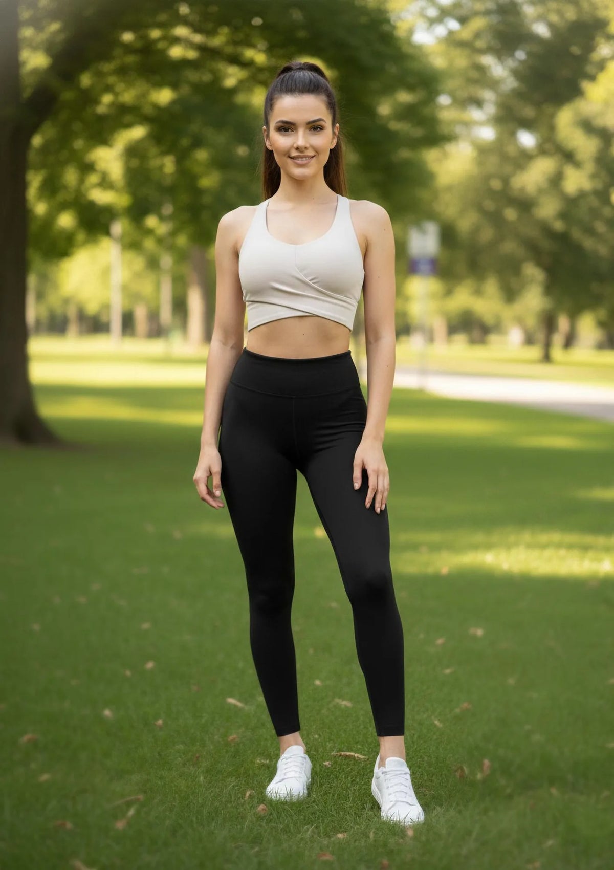 LG13 Sielei: legginsy damskie czarne sportowe z wysokim stanem