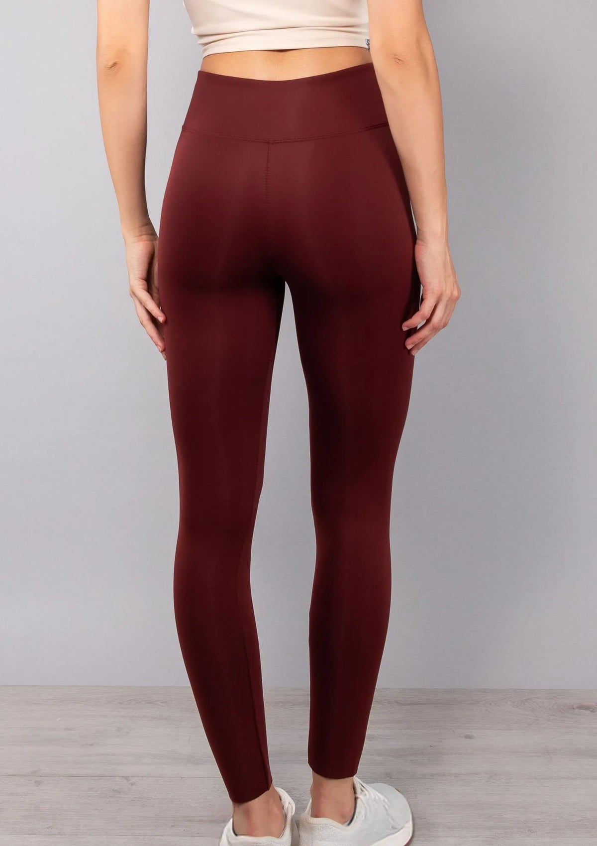 LG13 Sielei – legginsy damskie sportowe z wysokim stanem bordo