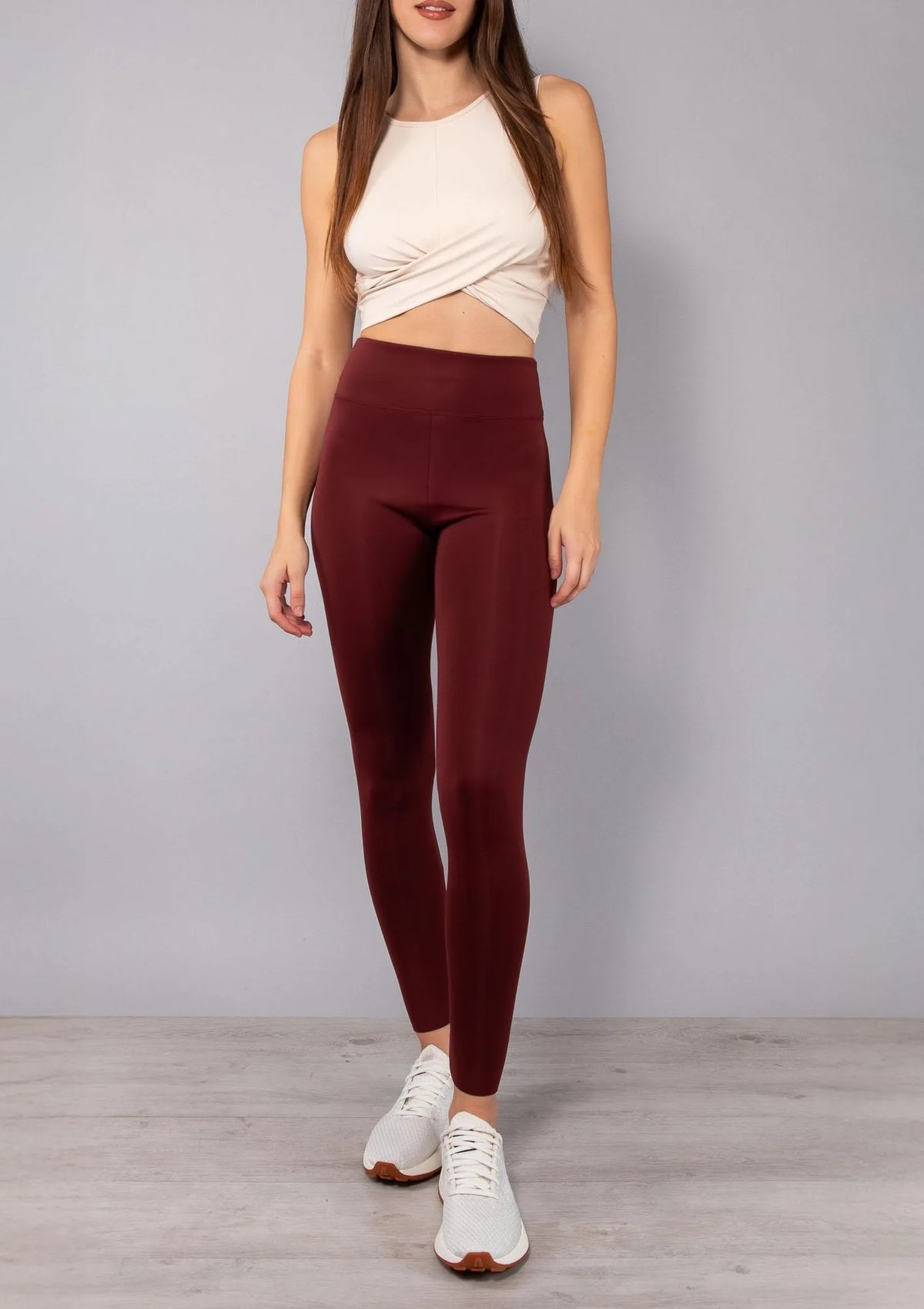 LG13 Sielei – legginsy damskie sportowe z wysokim stanem bordo
