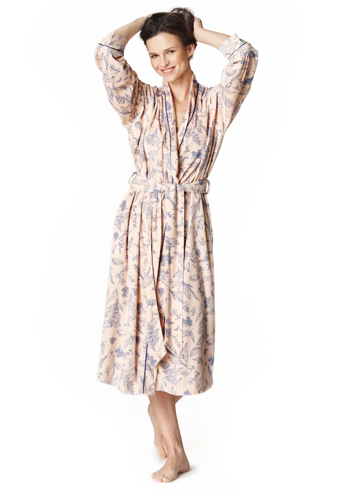 Lekki szlafrok kimono Key LGL 754 w zioła