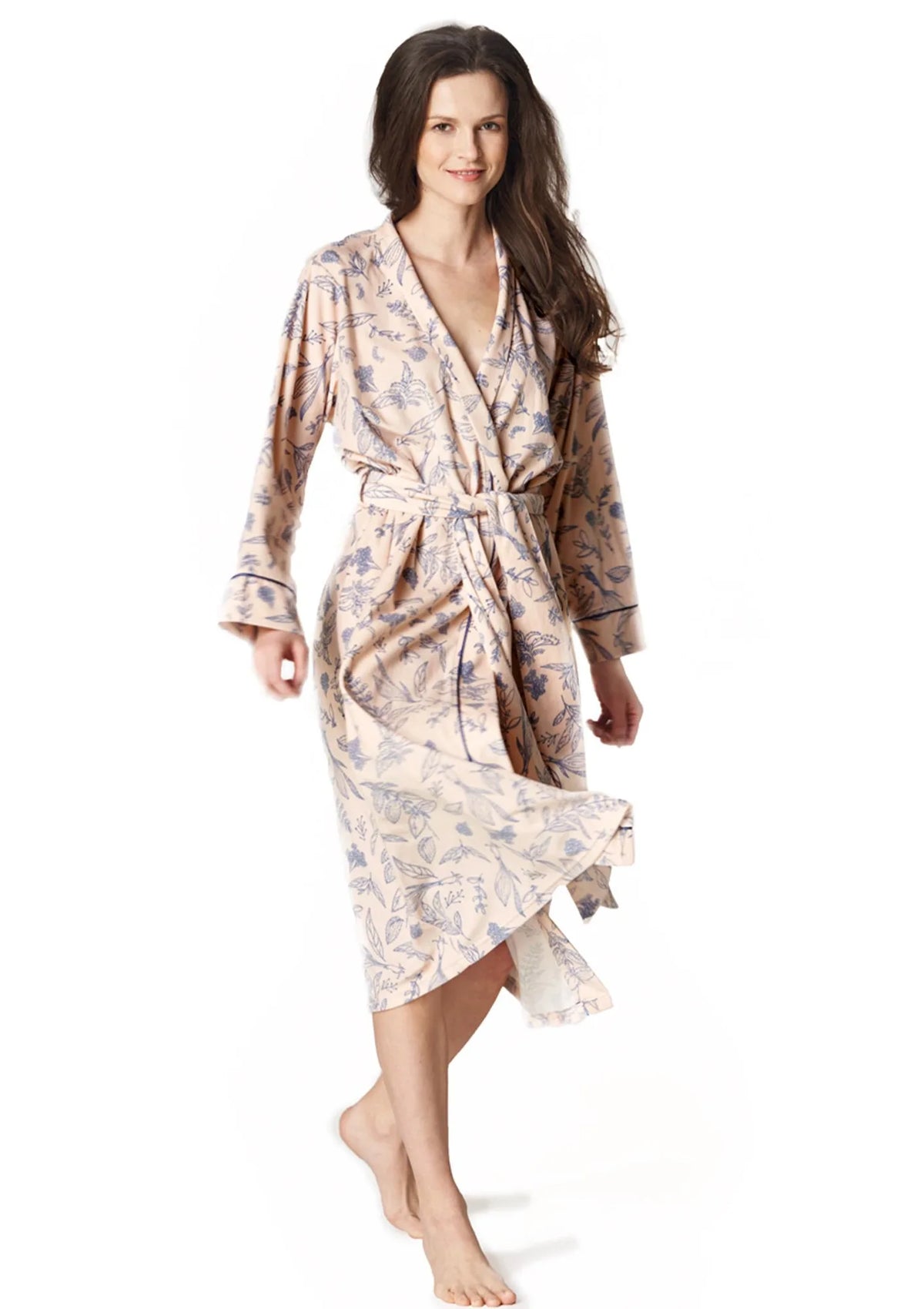 Lekki szlafrok kimono Key LGL 754 w zioła