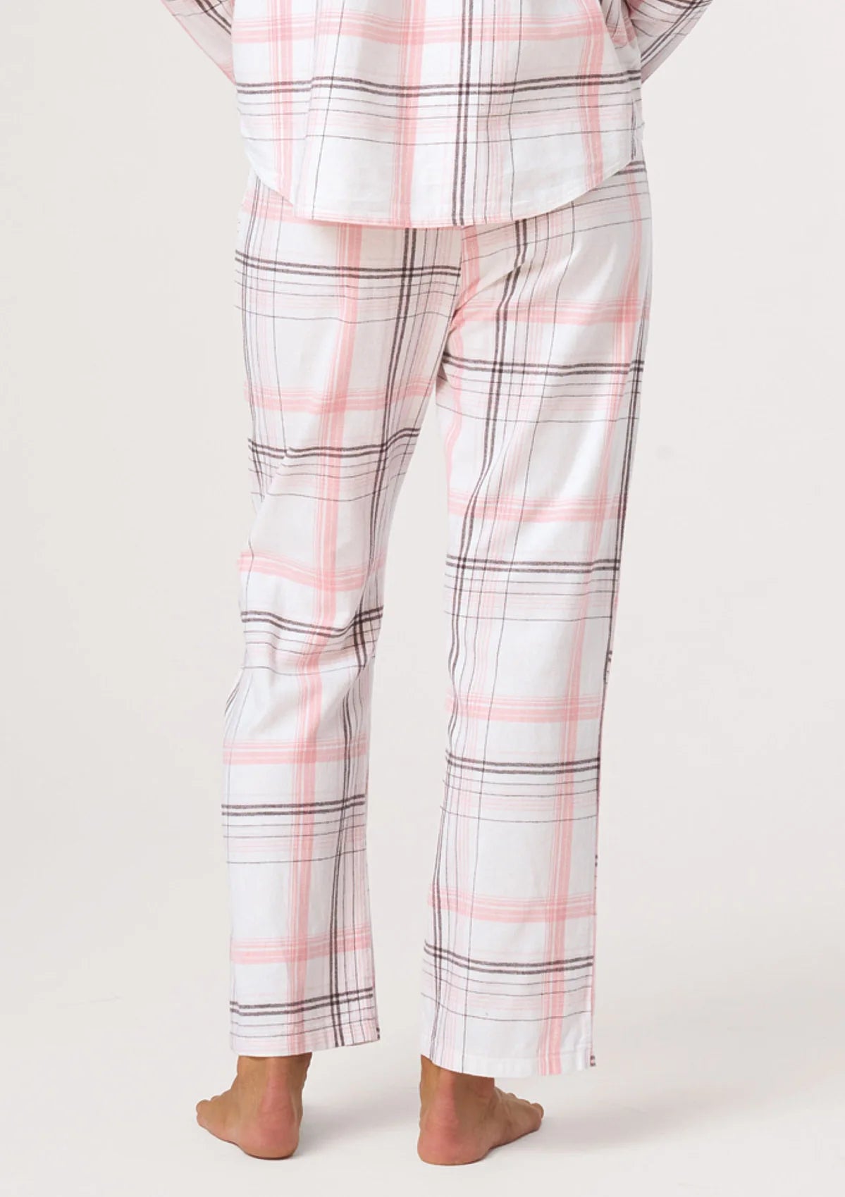 Key LNS 415 piżama flanelowa w różowo-szarą kratę, 155 g/m²