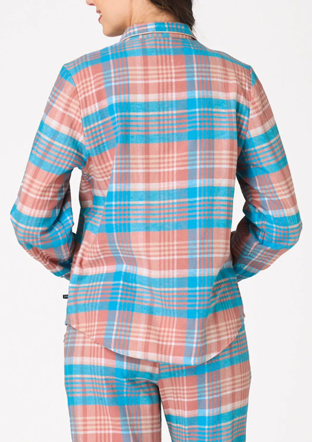 Key LNS 435 piżama flanelowa w pastelową kratę z koszulą