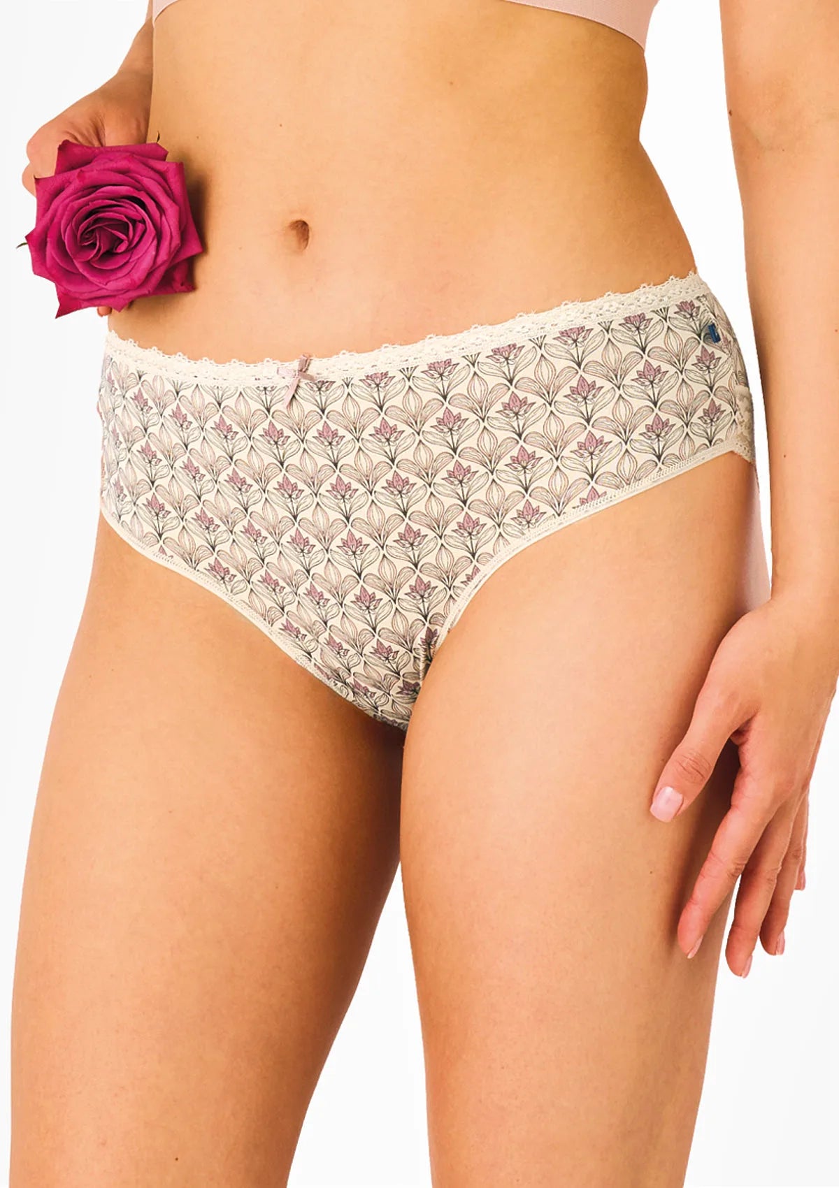 Key LPC 511 majtki midi bikini z koronką, motyw krokusa, 2 pak