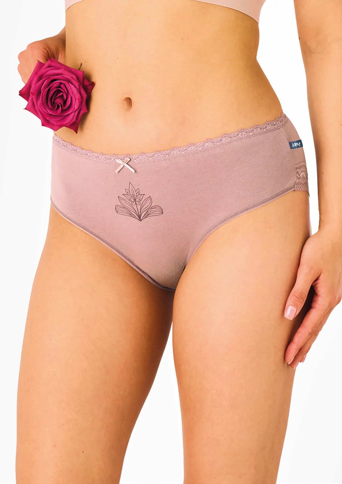 Key LPC 511 majtki midi bikini z koronką, motyw krokusa, 2 pak