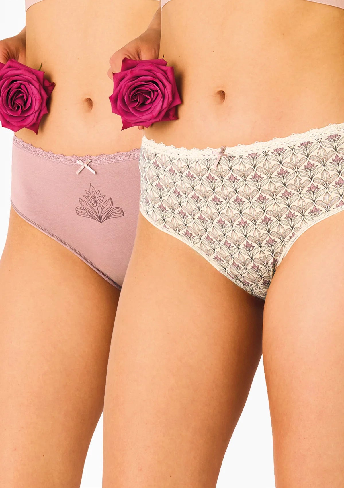 Key LPC 511 majtki midi bikini z koronką, motyw krokusa, 2 pak