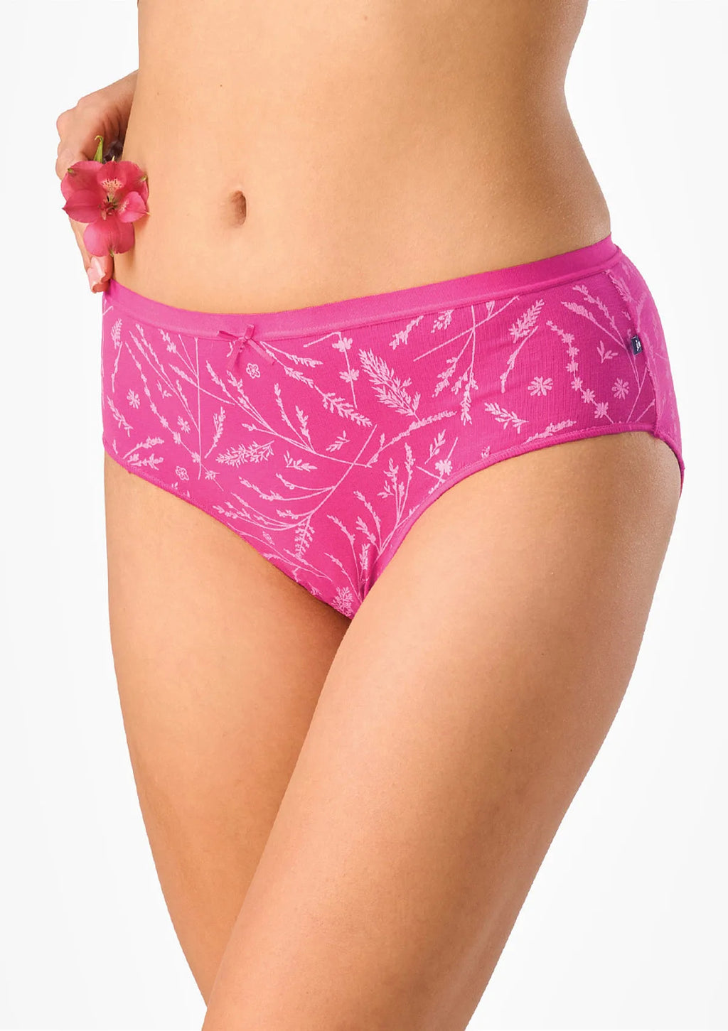 Figi Key LPC 528 midi bikini w łąkowe trawy, bawełna, 2 pak