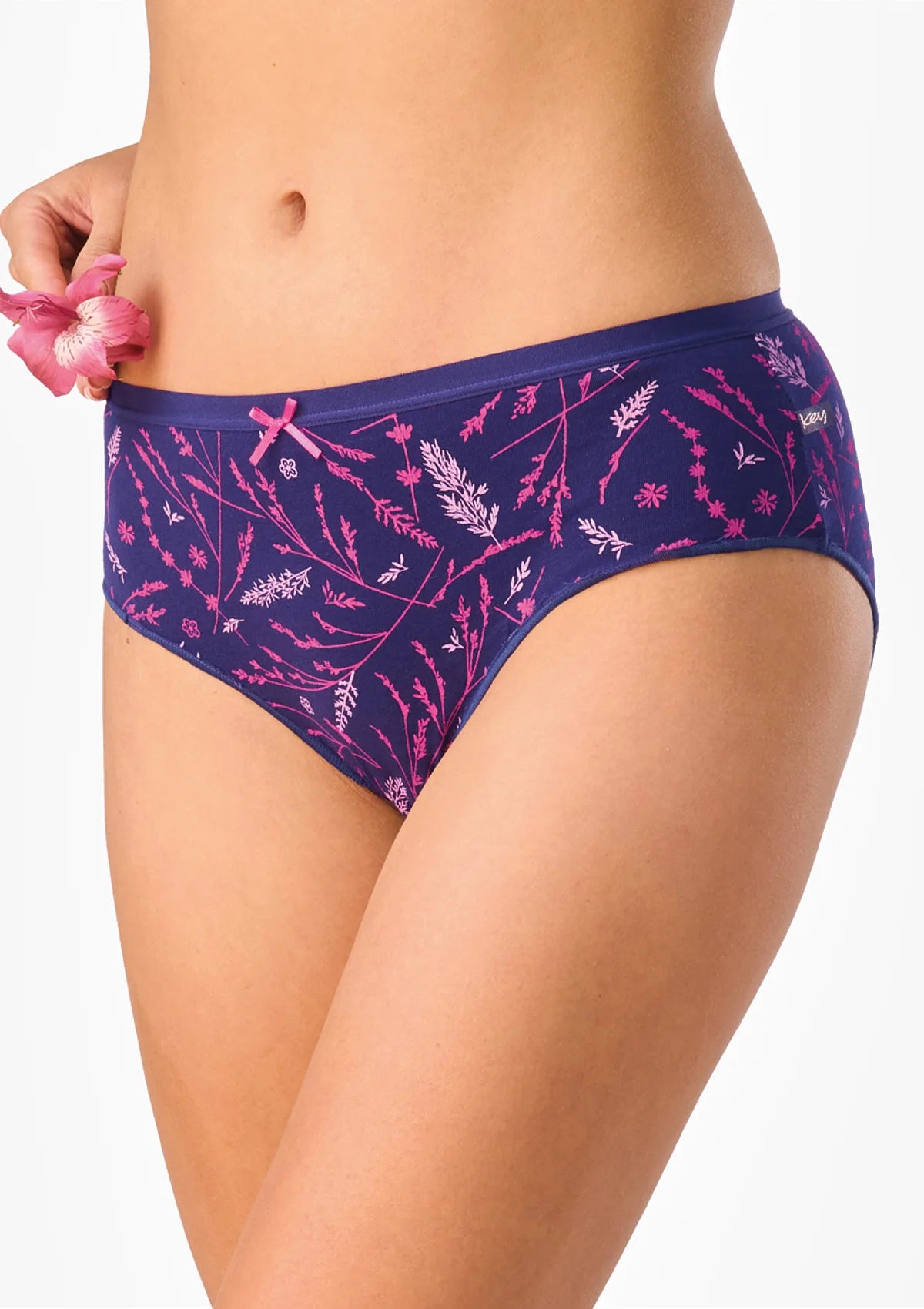 Figi Key LPC 528 midi bikini w łąkowe trawy, bawełna, 2 pak