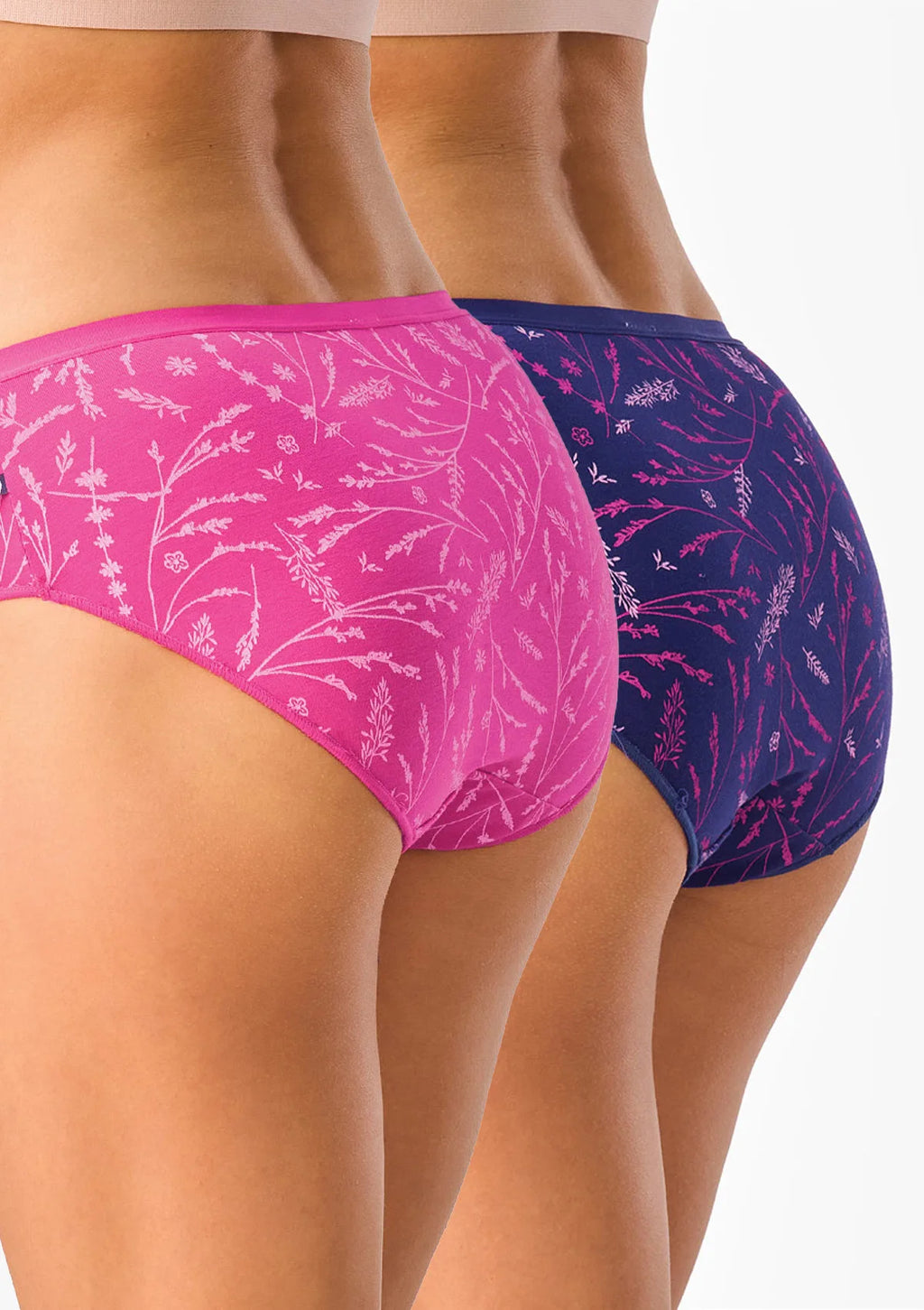 Figi Key LPC 528 midi bikini w łąkowe trawy, bawełna, 2 pak