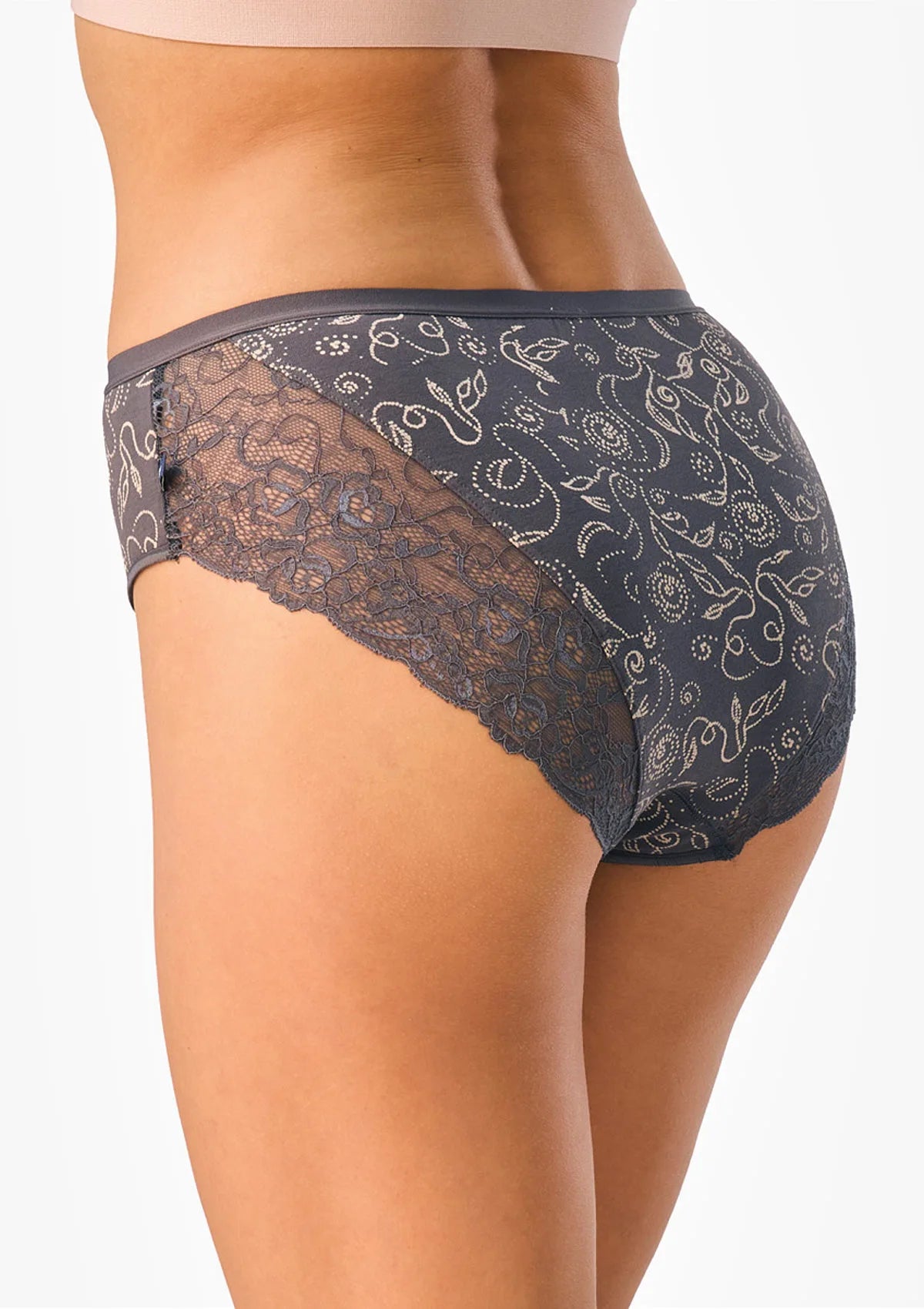 Figi midi bikini Key LPC 573 w róże z koronką, 2 pak