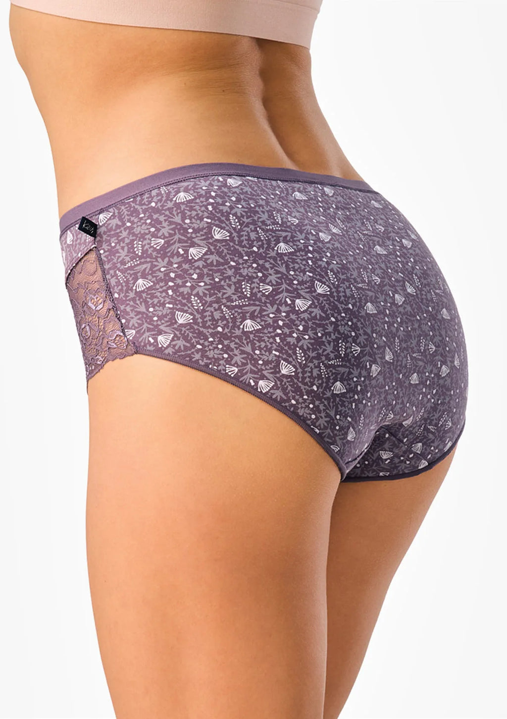Key LPC 616 figi midi bikini w fioletowe kwiaty, bawełna, 2 szt.