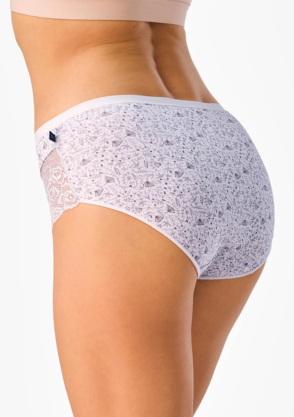 Key LPC 616 figi midi bikini w fioletowe kwiaty, bawełna, 2 szt.