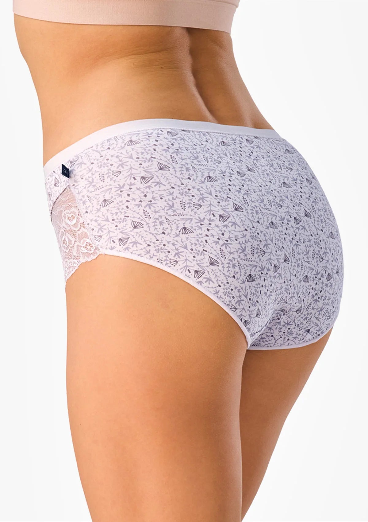 Key LPC 616 figi midi bikini w fioletowe kwiaty, bawełna, 2 szt.