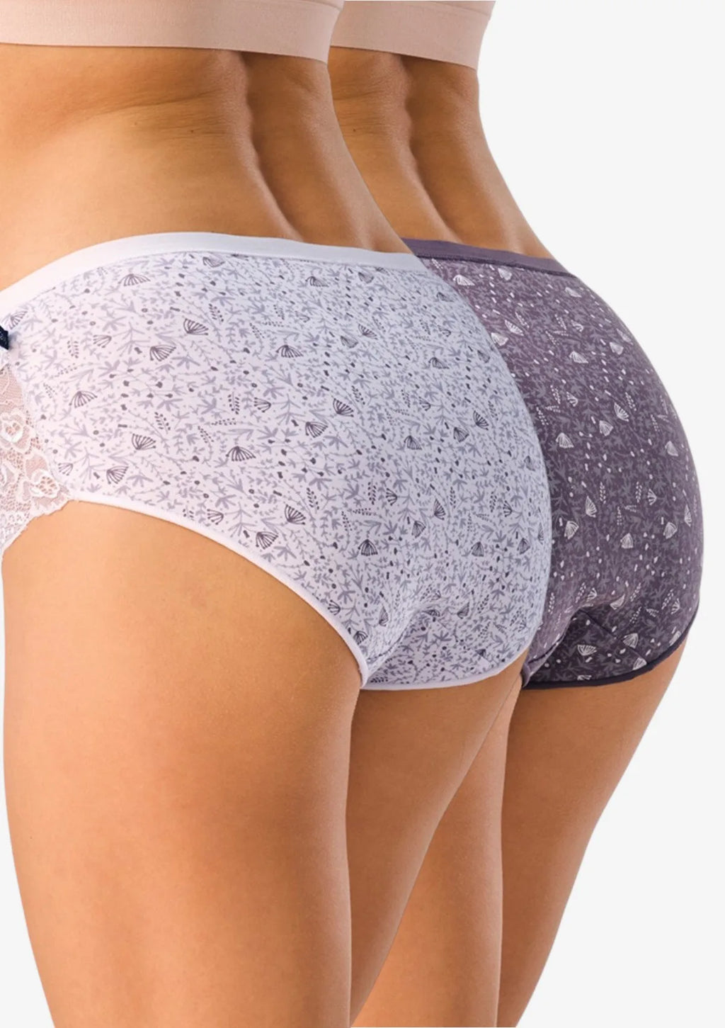 Key LPC 616 figi midi bikini w fioletowe kwiaty, bawełna, 2 szt.