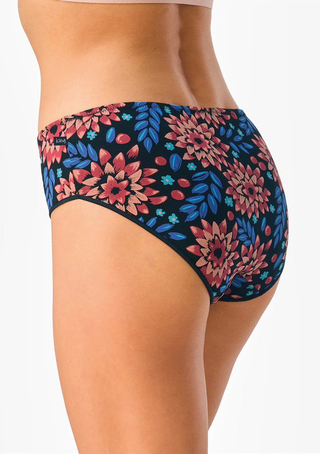 Figi Key LPC 635 midi bikini w dalie na czarnym tle, 2 pary