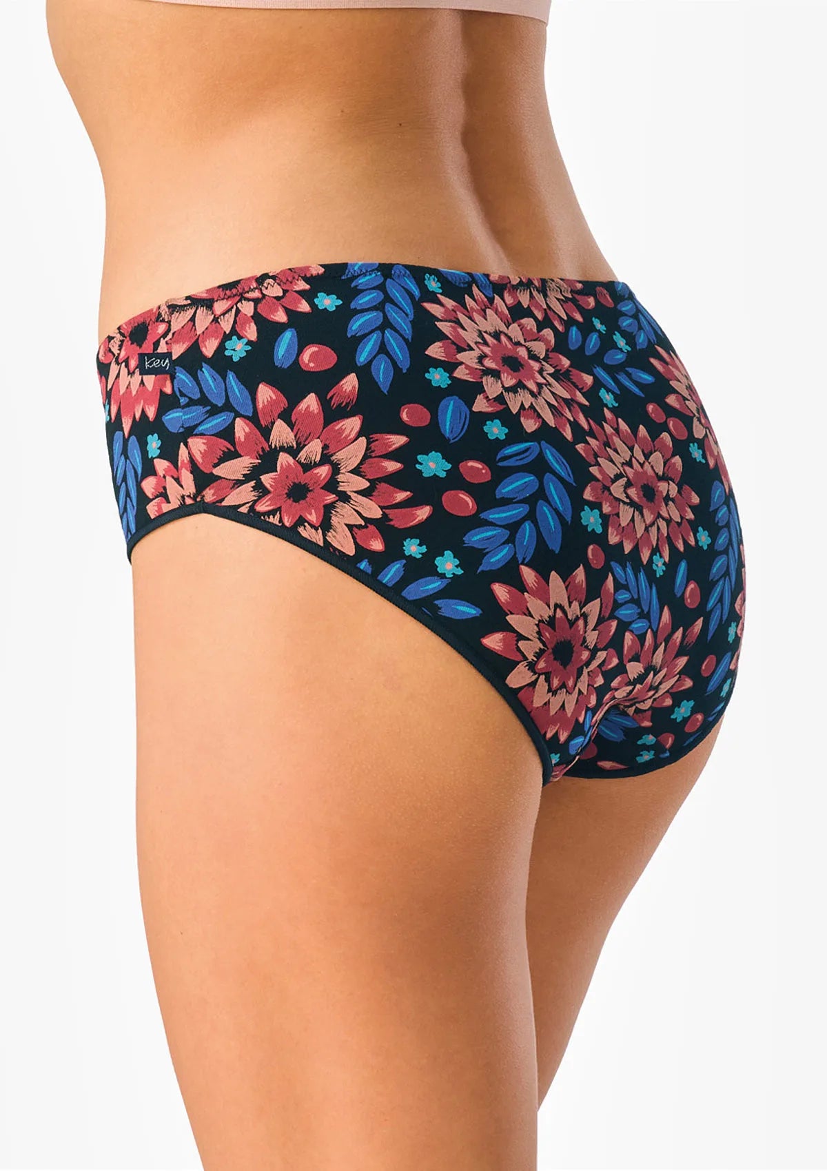 Figi Key LPC 635 midi bikini w dalie na czarnym tle, 2 pary