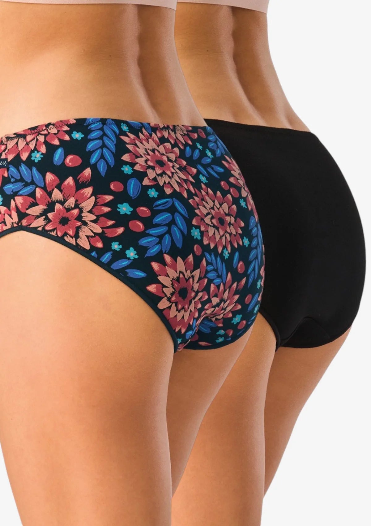 Figi Key LPC 635 midi bikini w dalie na czarnym tle, 2 pary