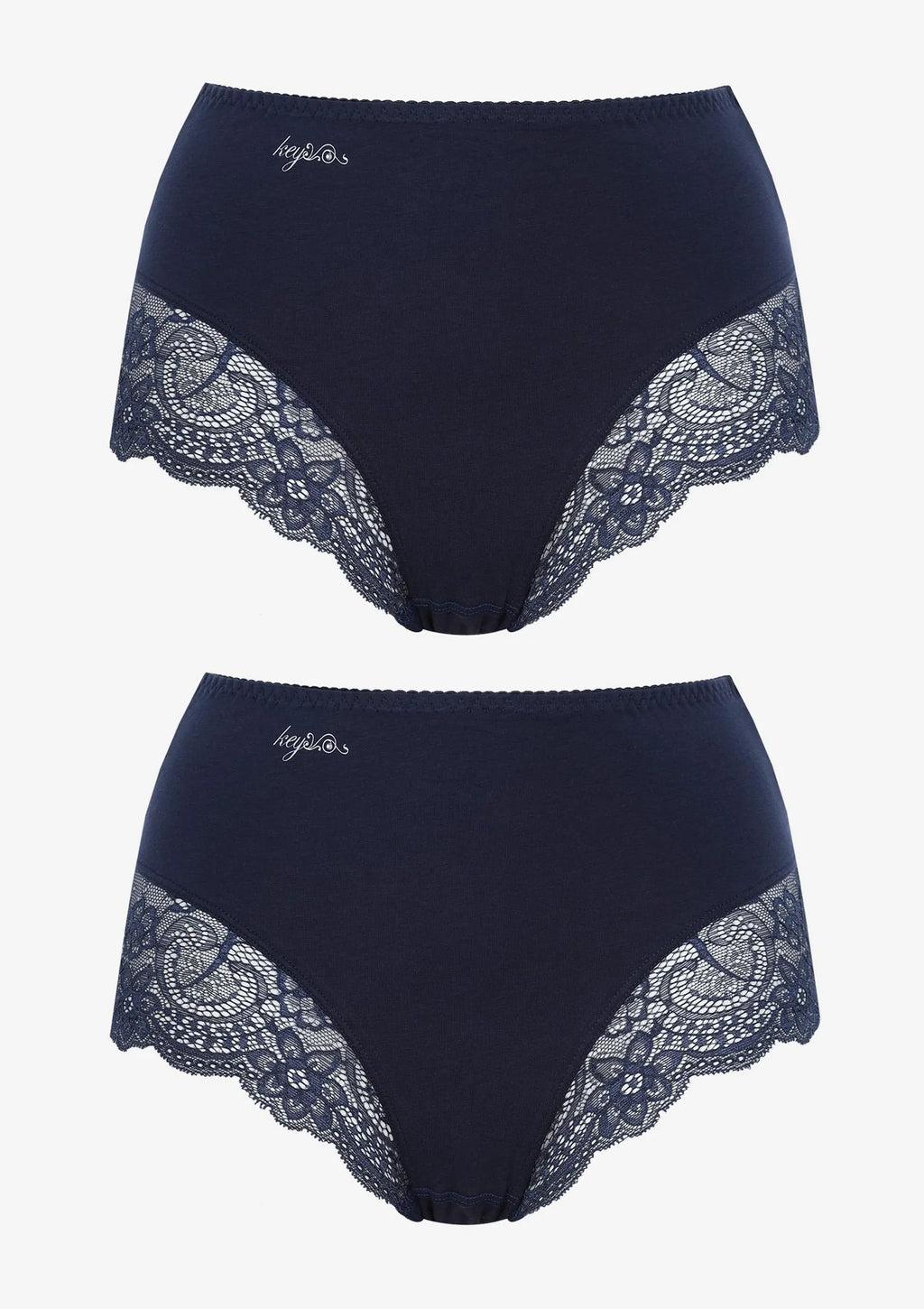 Figi maxi bikini Key LPF 111 z koronką przy nogawkach, 2 szt.