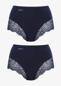 Figi maxi bikini Key LPF 111 z koronką przy nogawkach, 2 szt.